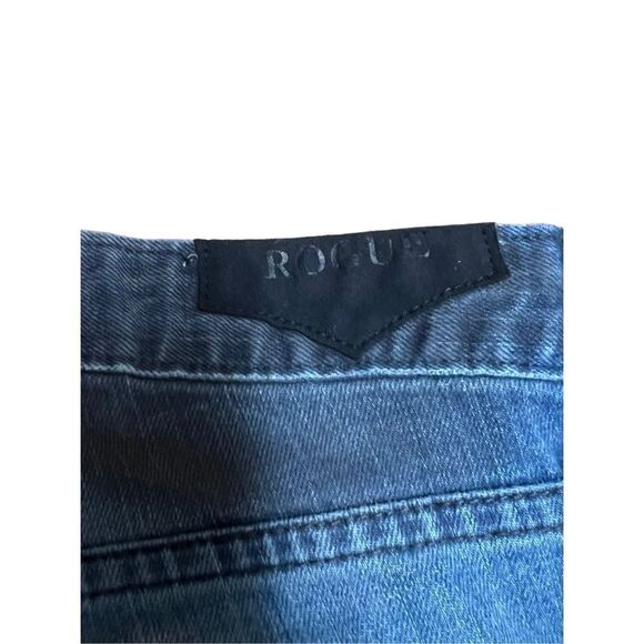 Rogue 31 mens moto biker grunge style button fly jeans denim black patch - Picture 5 of 7